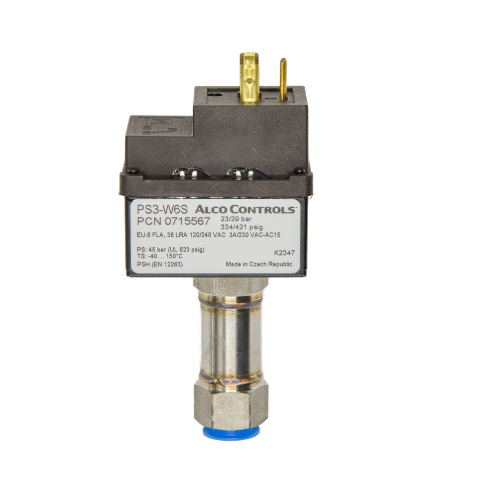 PS3 W6S HP pressostat, 23/29 bar, Auto Reset, 7/16" UNF A0715567