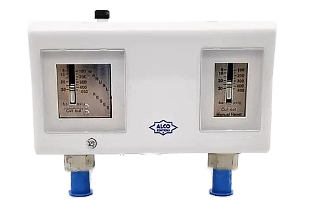 PS2 G8A Combined Pressure Switch -0.5... 7 bar / 6... 31 bar, manual HP and LP reset, 7/16" UNF A4368600