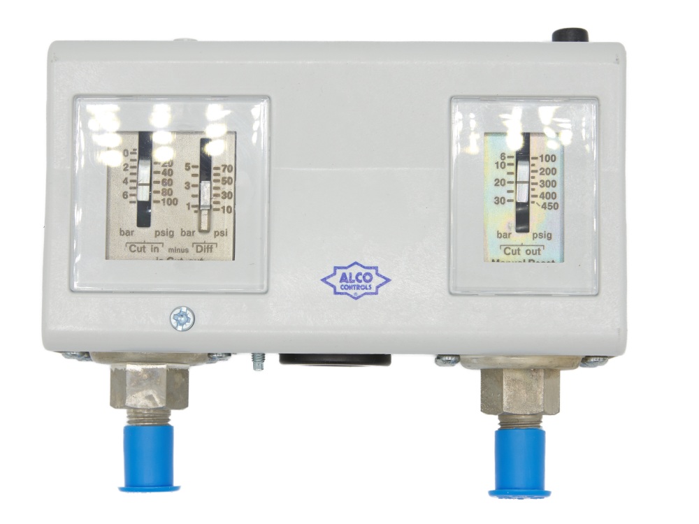 PS2 L7A Combined Pressure Switch -0.5... 7 bar / 6... 31 bar, manual HP reset, 7/16" UNF A4351100