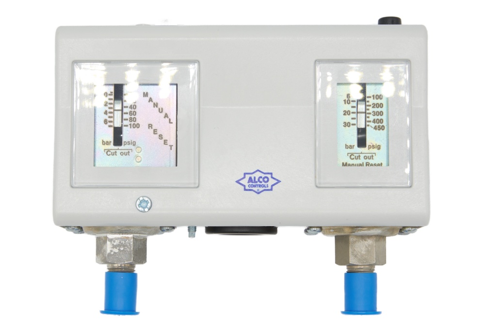 PS2 R7A Combined Pressure Switch -0.5... 7 bar / 6... 31 bar, manual HP and LP reset, 7/16" UNF A4351300