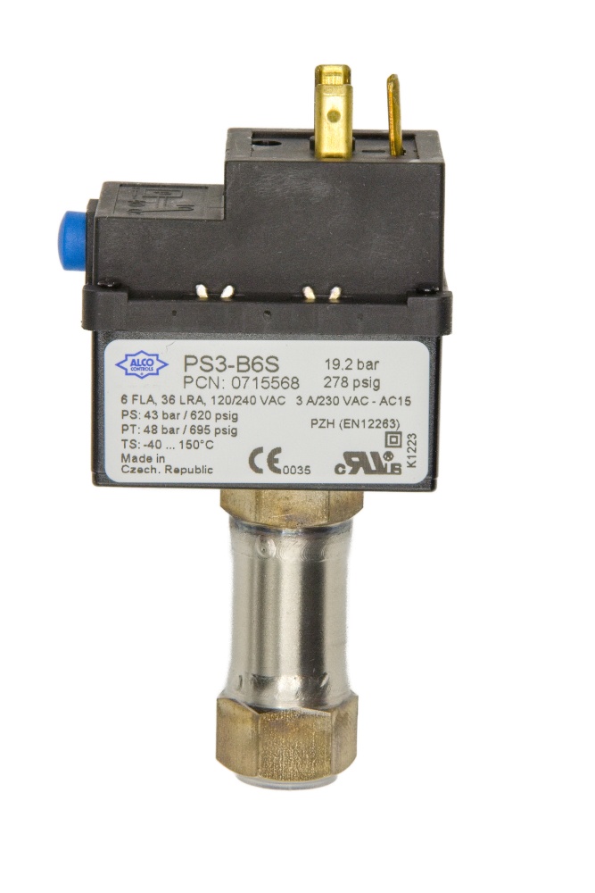 PS3 B6S Pressure Switch HP 19.2 bar, Manual Reset, 7/16" UNF A0715568