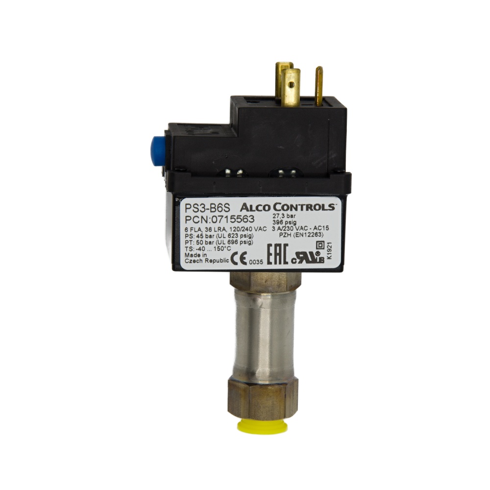 PS3 B6S Pressure Switch HP 27.3 bar, Manual Reset, 7/16" UNF A0715563