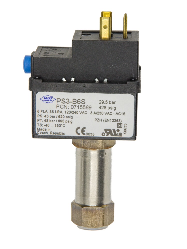 PS3 B6S Pressure Switch HP 29.5 bar, Manual Reset, 7/16" UNF A0715569