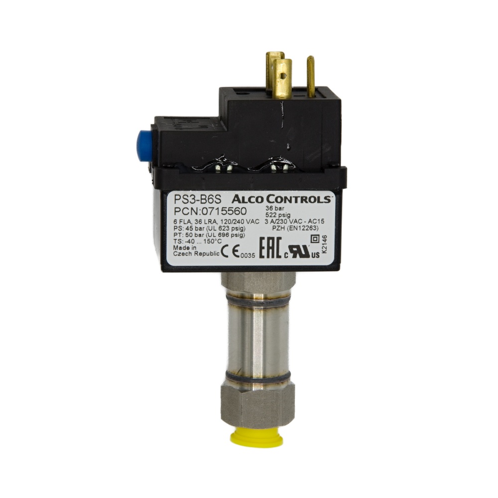 PS3 B6S Pressure Switch HP 36 bar, Manual Reset, 7/16" UNF A0715560