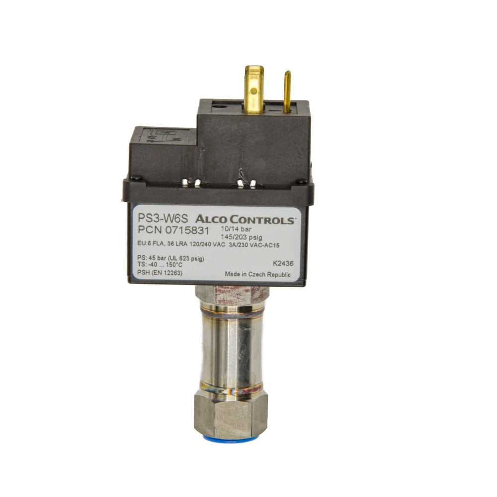 PS3 W6S HP pressostat, 10/14 bar, Auto Reset, 7/16" UNF A0715831