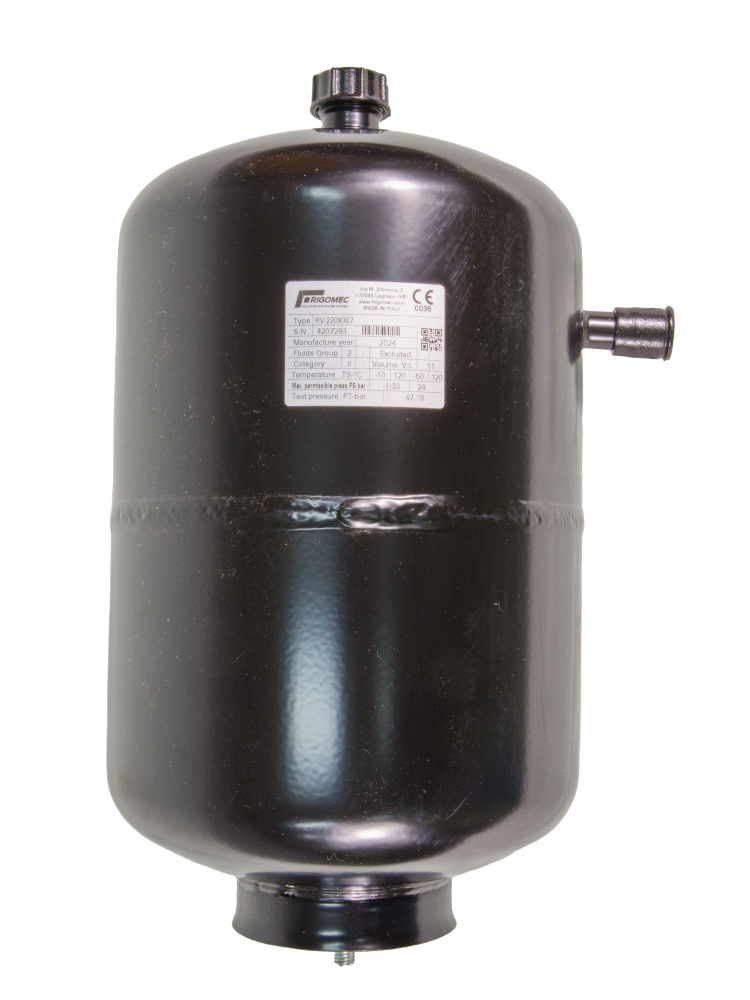 RV-220x367 Refrigerant receiver, 11L, 1 1/4" x 18mm, 33 Bar FM132.00612