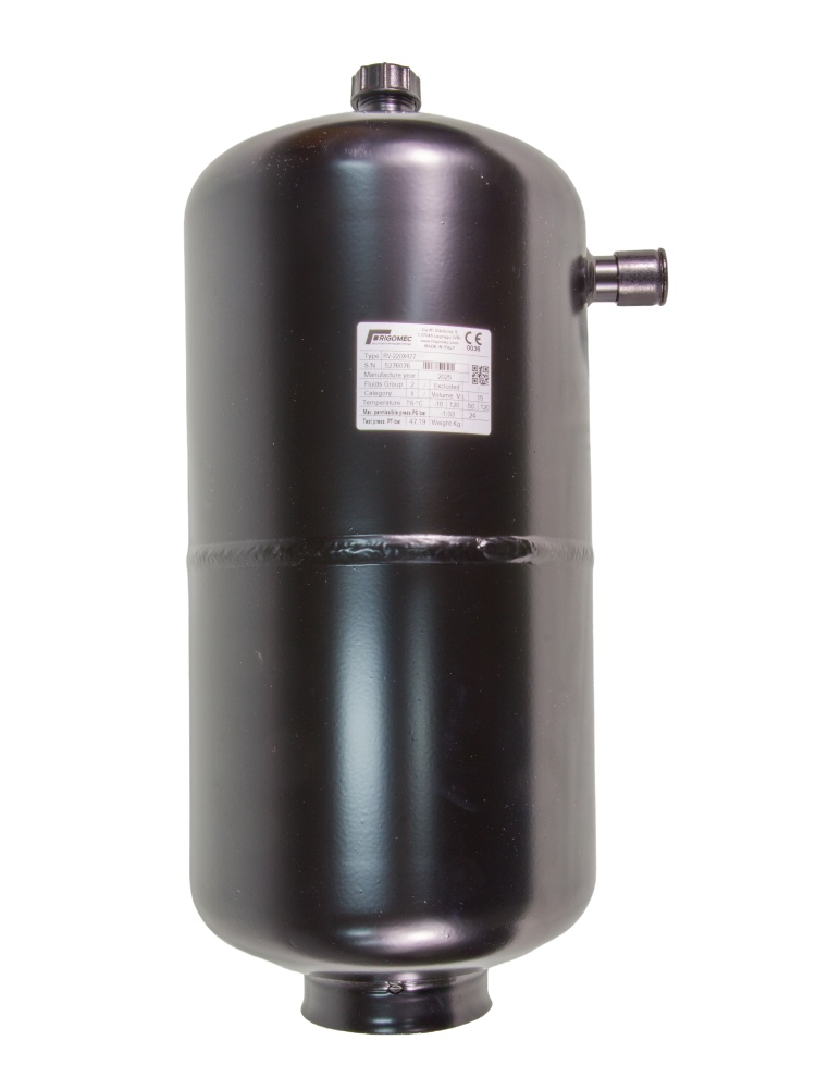 RV-220x477 Refrigerant receiver, 15L, 1 1/4" x 22mm, 33 bar FM132.00610