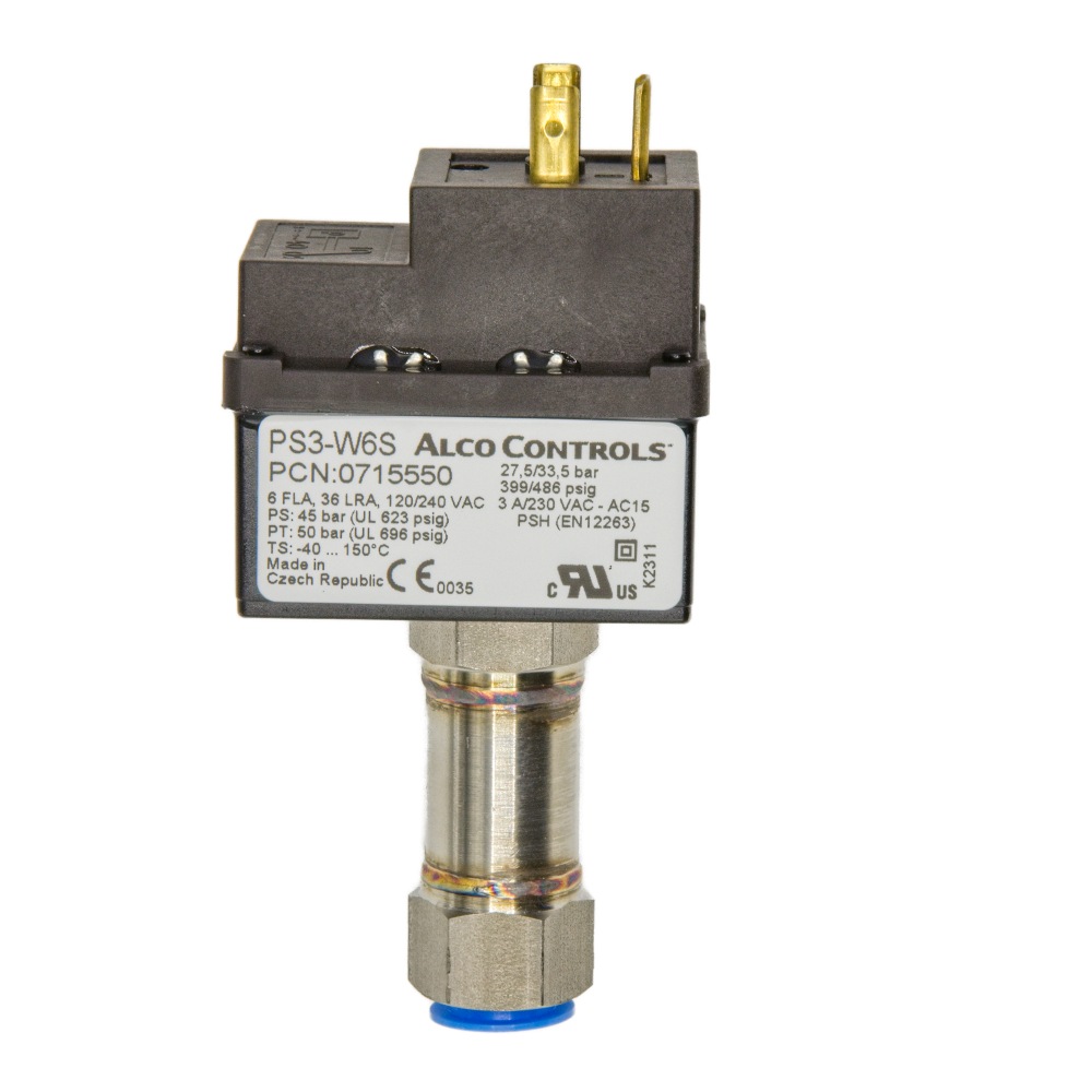 PS3 W6S HP pressostat, 27.5/33.5 bar, Auto Reset, 7/16" UNF A0715550