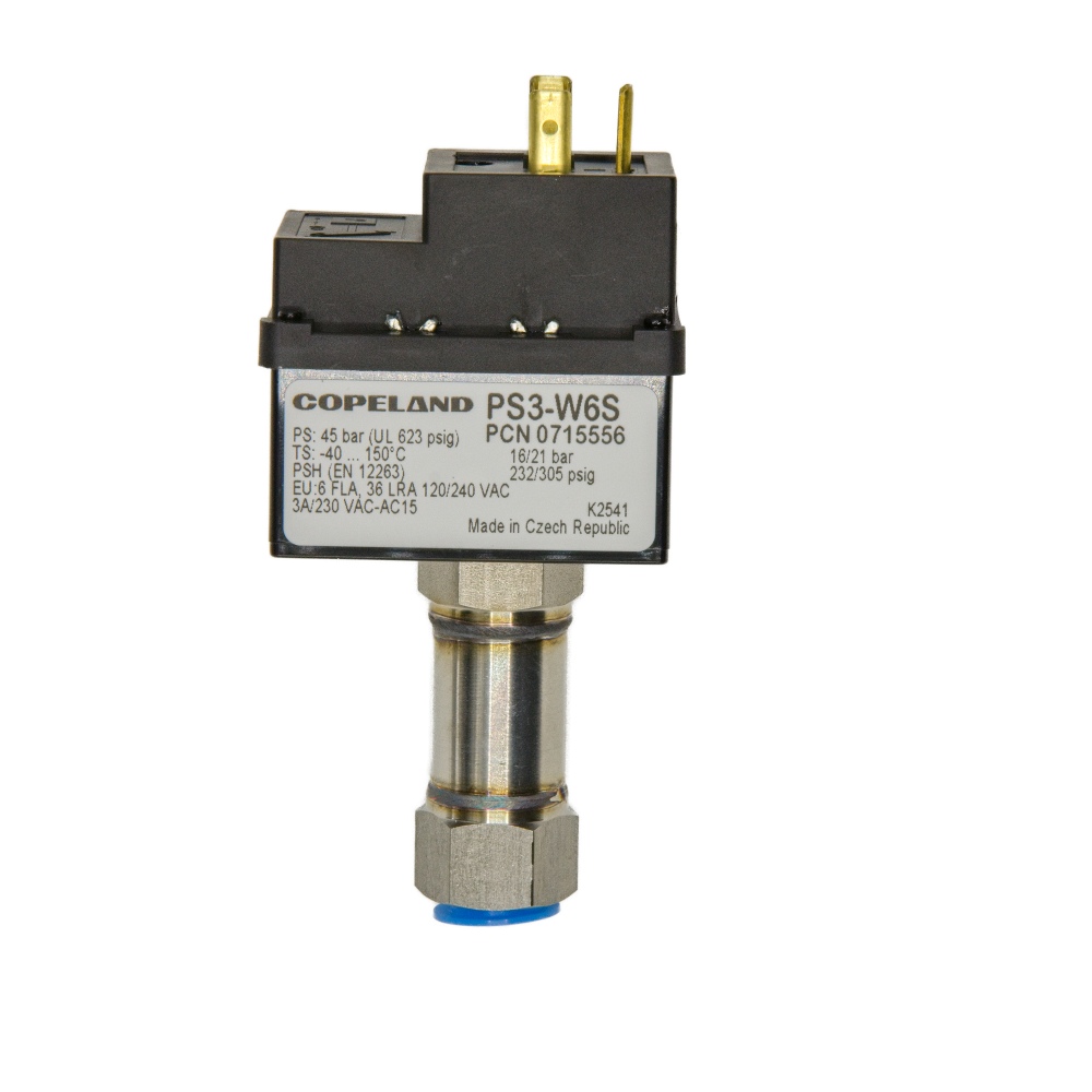 PS3 W6S HP pressostat, 16/21 bar, Auto Reset, 7/16" UNF A0715556