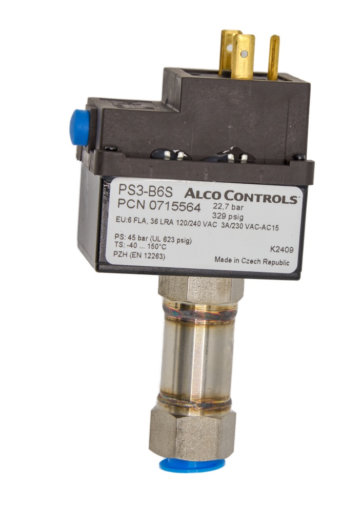 PS3 B6S Pressure Switch HP 22.7 bar, Manual Reset, 7/16" UNF A0715564