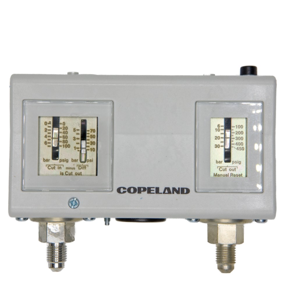 PS2 C7A Combined Pressure Switch -0.5... 7 bar / 6... 31 bar, manual HP reset, 7/16" UNF A4353500